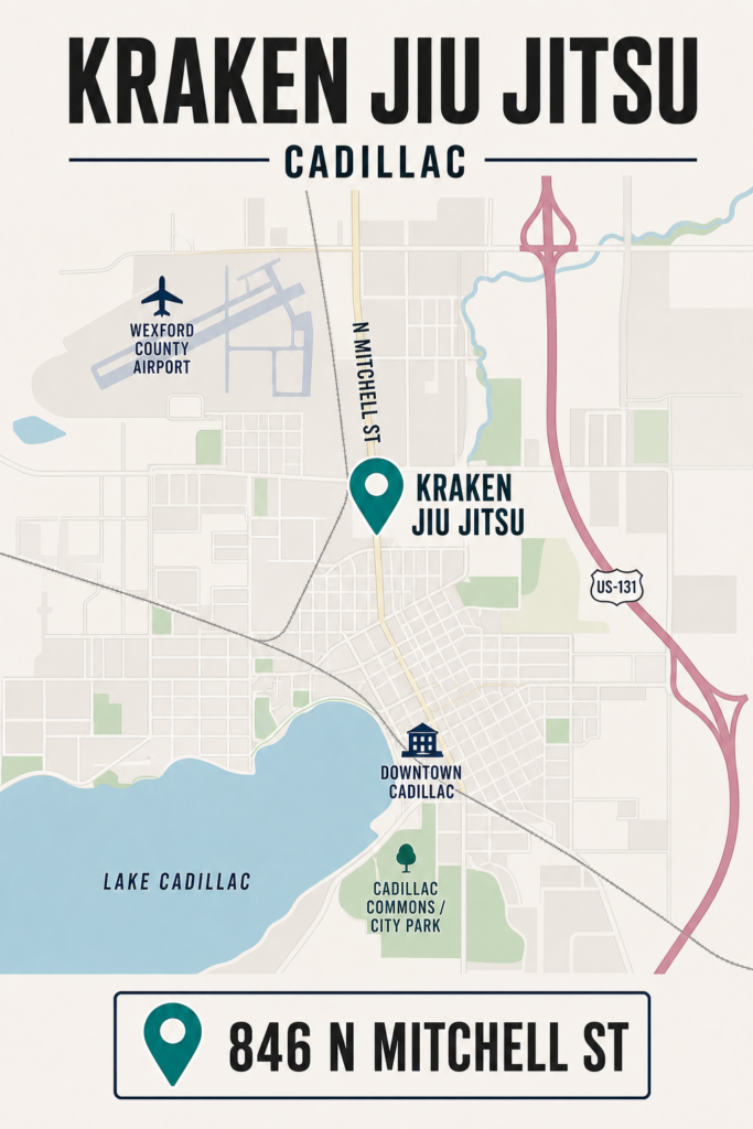 Kraken Jiu Jitsu - Cadillac map Kraken Jiu Jitsu - Cadillac map